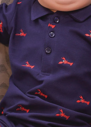 Boys Navy Polo Romper